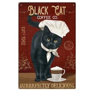 Ado Black Cat Coffee Co. Tin Sign  - Purrrfectly Delicious wall decor!